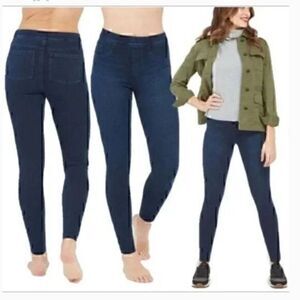 Spanx Jeans Womens Size Small Blue High Rise Ankle Stretch Elastic Waist Pull On